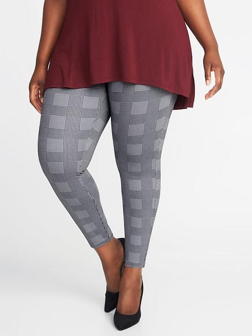 Old Navy Womens High-rise Glen Plaid Plus-size Stevie Pants Gray Plaid Size 1x