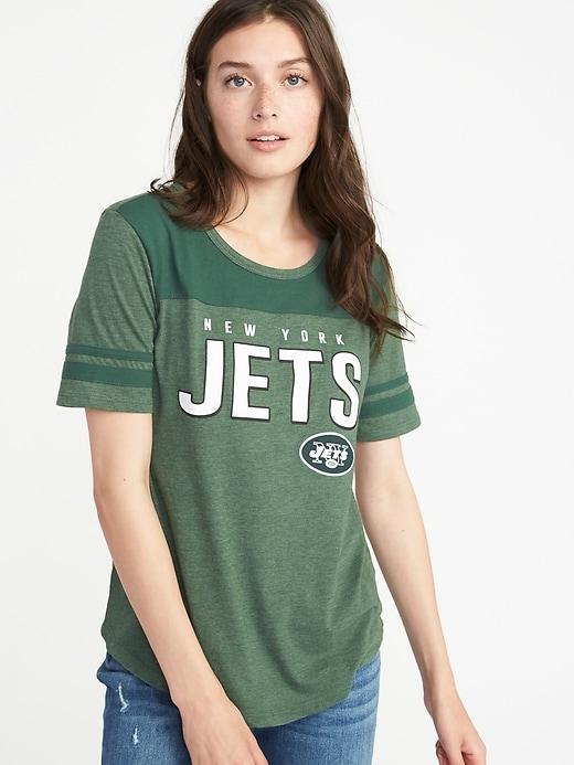 Old Navy Womens Nfl Team Sleeve-stripe Tee For Women Jets Size M