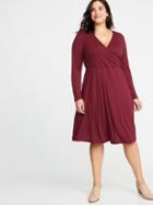 Old Navy Womens Fit & Flare Plus-size Faux-wrap Dress Maroon Jive Size 4x