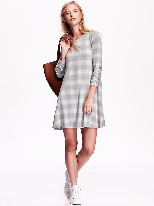 Old Navy Womens Jersey Swing Dress Size S - Gray Plaid