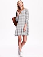 Old Navy Womens Jersey Swing Dress Size S - Gray Plaid