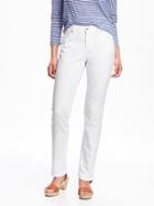 Old Navy Mid Rise Curvy Straight White Jeans For Women - Bright White