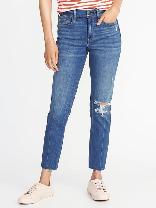 Old Navy Womens The Power Jean A.k.a. The Perfect Straight Ankle For Women True Blue Size 0