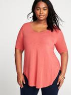 Old Navy Womens Slub-knit Plus-size Hi-lo Hem Tee Mango Magic Size 4x