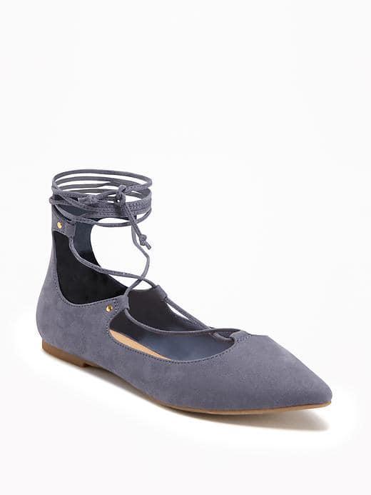 Old Navy Sueded Ghillie Lace Up Flats For Women - Dusk