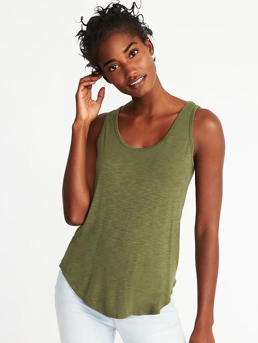 Old Navy Womens Relaxed Slub-knit Luxe Tank For Women Hunter Pines Size M