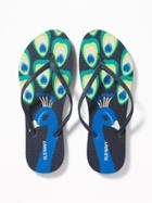 Old Navy Womens Patterned Flip-flops For Women Peacock Size 7