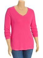 Womens Plus Perfect V Neck Tees Size 1x Plus - Pink For Eva