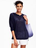 Old Navy Relaxed Sweater Knit Hoodie For Women - Lost At Sea Navy