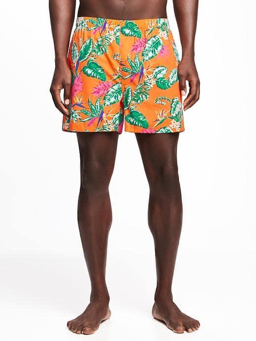 Old Navy Printed Boxer Shorts For Men - Orange Floral