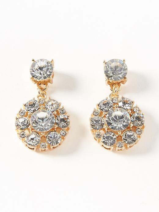 Old Navy Crystal Floral Drop Earrings For Women - Gold