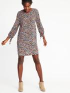 Old Navy Womens Tie-sleeve Shift Dress For Women Multi Ditsy Size L