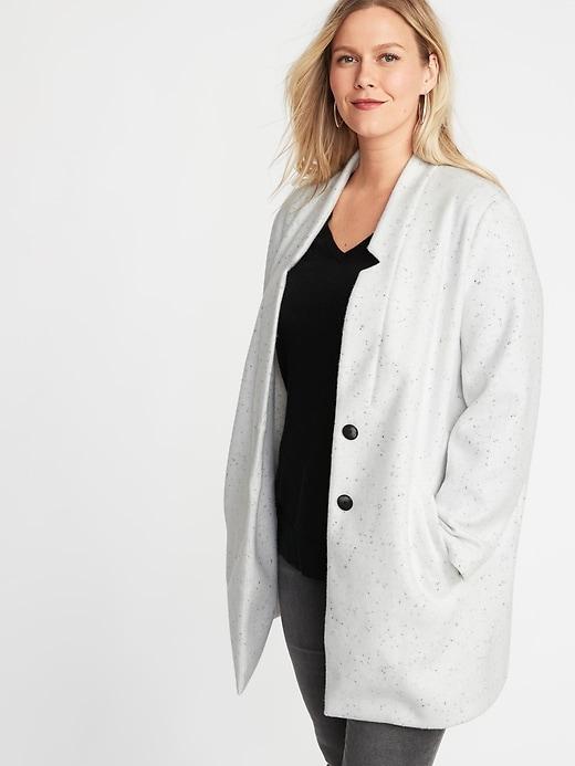 Old Navy Womens Plus-size Soft-brushed Button-front Coat Cream Size 1x