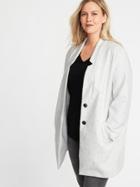Old Navy Womens Plus-size Soft-brushed Button-front Coat Cream Size 1x