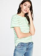 Old Navy Womens Relaxed Mariner-stripe Thick-knit Tee For Women Green Stripe Size L