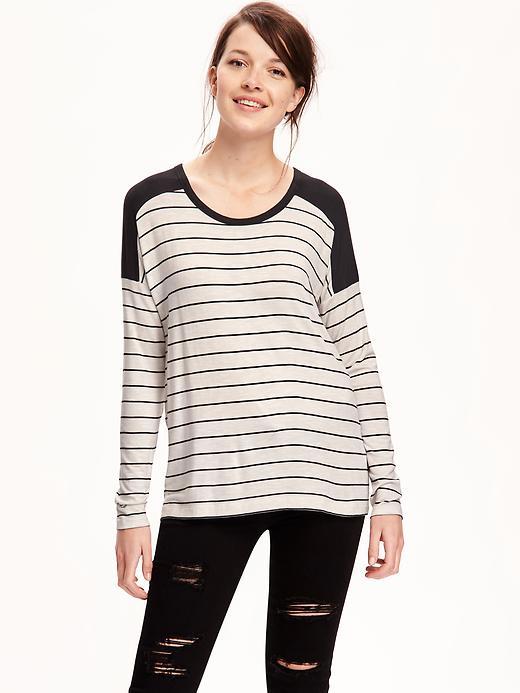 Old Navy Boyfriend Drapey Tee For Women - O.n. New Black Stripe