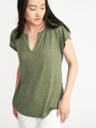 Old Navy Womens Relaxed Split-neck Tee For Women Olive Size S