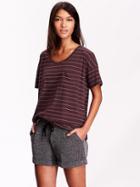 Old Navy Boyfriend Tee - Burgundy Stripe