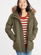 Old Navy Womens Hooded Utility Parka For Women Heritage Green Size Xs