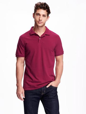 Old Navy Short Sleeve Pique Polo For Men - Berry Chutney