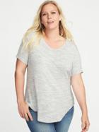 Old Navy Womens Luxe Curved-hem Plus-size V-neck Tee Heather Gray Size 1x