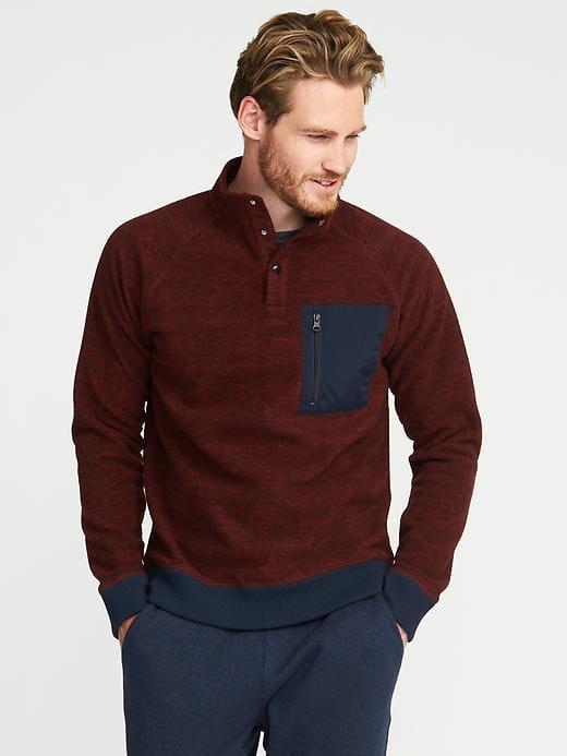 Old Navy Micro Fleece Raglan Sleeve Pullover For Men - Heather Red