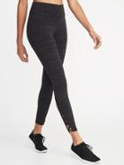Old Navy Womens High-rise 7/8-length Lattice-hem Yoga Leggings For Women Dark Gray Size Xxl