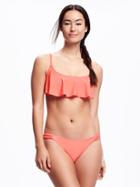 Old Navy Ruffle Overlay Bikini Top For Women - Coral Reef Neon Nylon