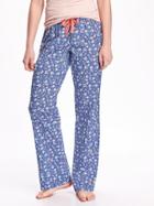 Old Navy Printed Poplin Sleep Pant For Women - Blue Floral