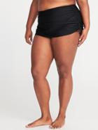 Old Navy Womens Smooth & Slim Side-tie Plus-size Swim Skirt Ebony Size 1x