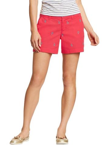 Old Navy Womens Everyday Printed Khaki Shorts 5&quot;