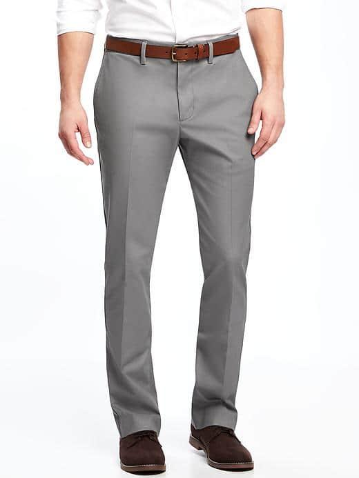 Old Navy Straight Non Iron Built In Flex Signature Khakis For Men - Gray Stone
