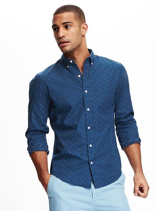 Old Navy Slim Fit Printed Shirt For Men - Red/navy Dot