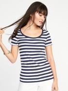 Old Navy Womens Slim-fit Scoop-neck Tee For Women Blue Stripe Size M
