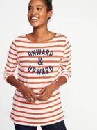 Old Navy Womens Relaxed Graphic Mariner-stripe Tee For Women Onward & Upward Size S