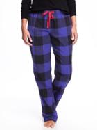 Old Navy Flannel Drawstring Sleep Pants For Women - Blue Buffalo Plaid