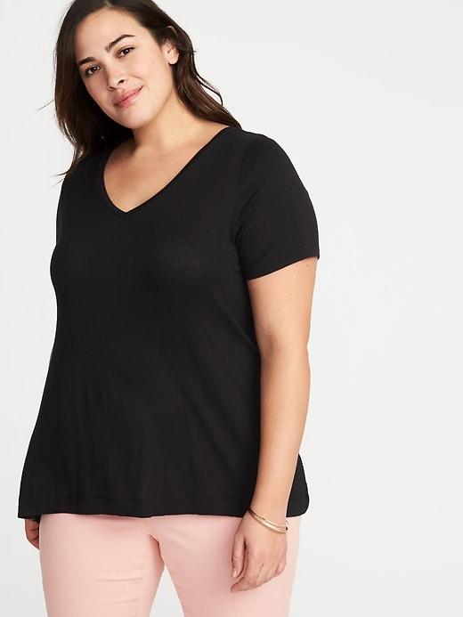 Old Navy Womens Plus-size V-neck Swing Tee Black Size 4x