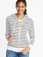Old Navy Womens Relaxed Logo-graphic Zip Hoodie For Women Navy Stripe Size L