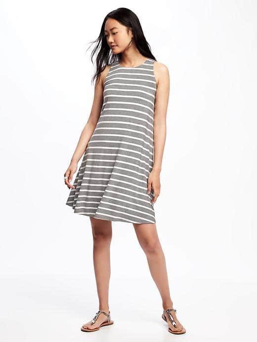 Old Navy Jersey Swing Dress For Women - Gray Stripe