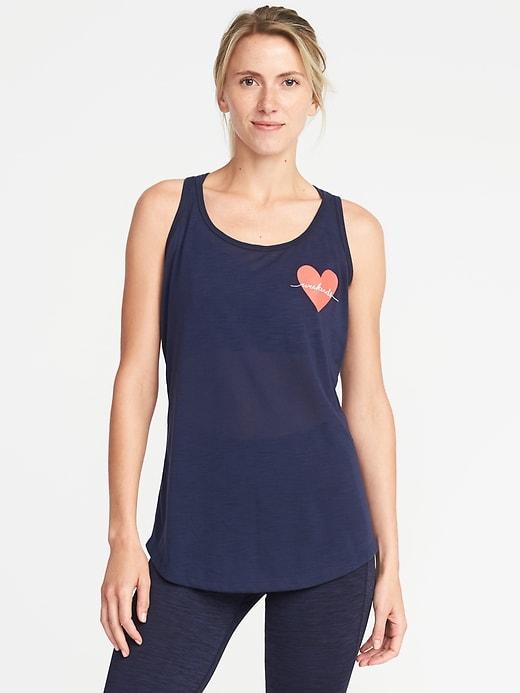 Old Navy Womens Graphic Racerback Performance Tank For Women Lost At Sea Navy Size S