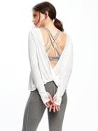 Old Navy Go Dry Surplice Back Top For Women - Bright White
