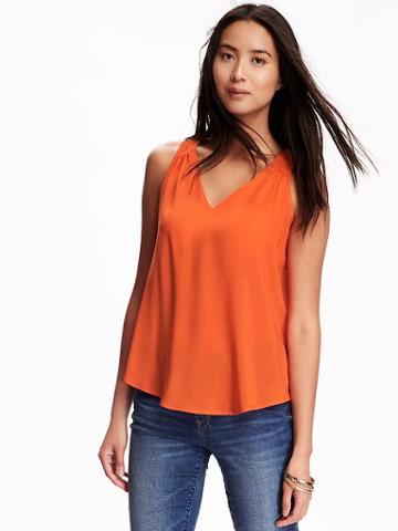 Old Navy V Neck Cutout Back Tank For Women - Darling Clementine