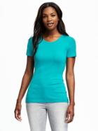 Old Navy Fitted Crew Neck Tee For Women - Teal We Meet