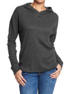 Old Navy Womens Waffle Knit Hoodies - Gray Heather