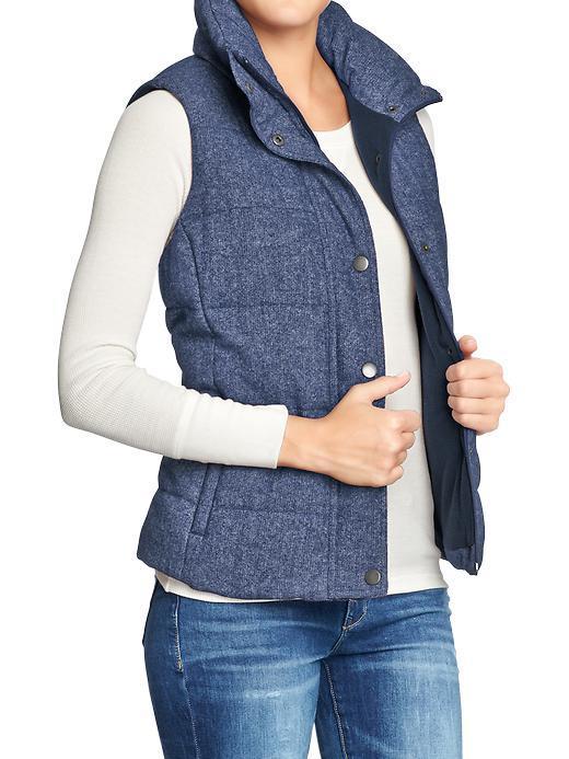 Old Navy Old Navy Womens Quilted Tweed Puffa Vests - Gray Tweed
