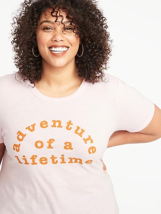 Plus-size Slim-fit Graphic Ringer Tee