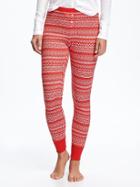 Old Navy Patterned Waffle Knit Leggings For Women - Red Fair Isle