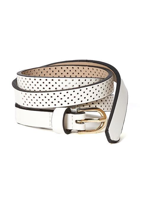 Old Navy Faux Leather Perforated Belt For Women - Bright White