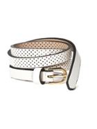 Old Navy Faux Leather Perforated Belt For Women - Bright White