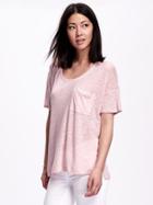 Old Navy Short Sleeve Linen Blend Boyfriend Tee For Women - Blush Hue